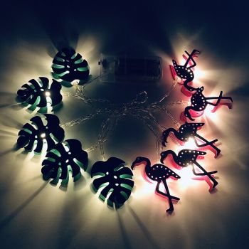 Turtle Leaf Flamingo String Light Jungle Party Decoration Leaf LED Lights Home Decor Batteries Powered