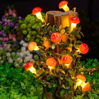 Mushroom Rattan Fairy String lights Battery Powered Garland Lights 3M-20LEDs Holiday Wedding Party Garden Indoor Outdoor Decoration