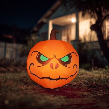 1 Pc Halloween Lantern Pumpkin Inflatable Air Model Courtyard Garden Lawn Path Indoor and Outdoor Halloween Party Horror and Weird Atmosphere Decorative Lights