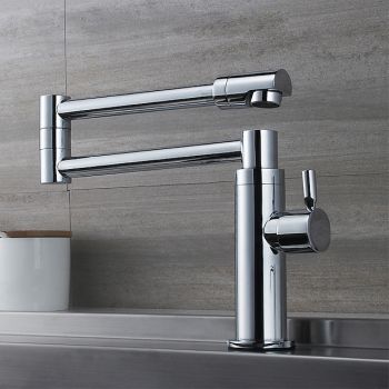 Foldable Kitchen Faucet Cold Water Only, Rotatable Kitchen  Brass Taps Chrome Single Handle One Hole Kitchen Sink Faucet Foldable Faucet