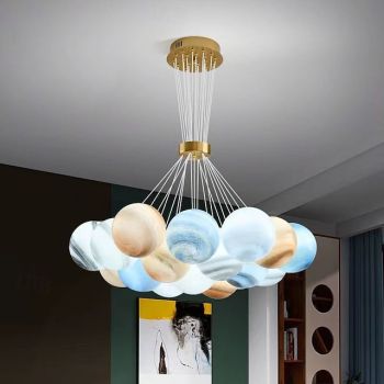 Modern Glass Ball Moon Chandelier Kid's Sky Light MODO Lunar Hanging Fixture