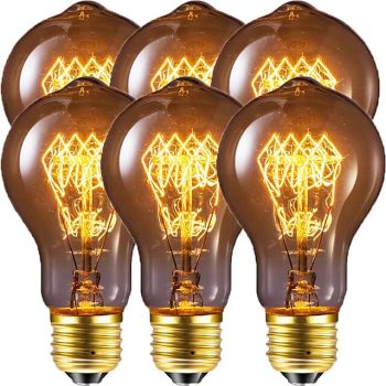 Edison Bulb Vintage Bulb 40W Dimmable  E26 / E27 A60(A19)  Squirrel Cage Filament Edison Lihgt Bulb for Home Light Fixtures Decorative  220-240 V / 110-130 V Pack of 6