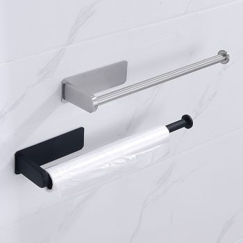 Self-adhesive Towel Holder,Toilet Paper Holder Wall Mounted,Stainless Steel Toilet Paper Roll Holder, Tissue Roll(Black/Chrome)Bath Hardware