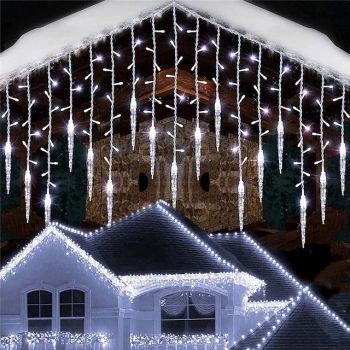 3.5M 5M Christmas Garland Curtain Lights 96LEDs 216LEDs Icicle Curtain Lights 220V Fairy String Lights Christmas New Year Garden Mall Indoor Outdoor Decoration EU Plug