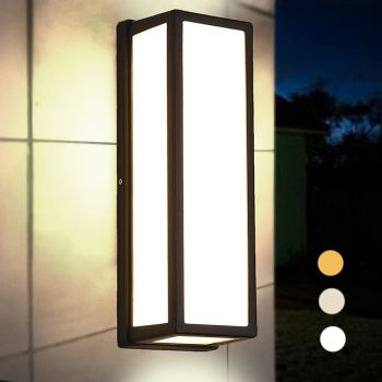 Outdoor Wall Lamp Porch Lamp 30W 15in LED Matte Black Exterior Wall Lamp 3 Colors Can be Changed Suitable for Installing Wall Courtyard Lamp Garage Aisle Backyard Garden AC85-265V