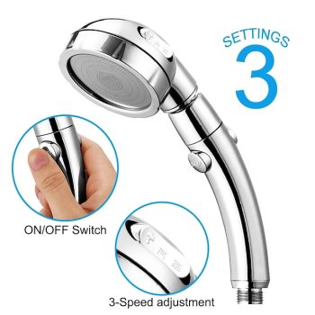 High Quality 1PC High Pressure 3 Modes Shower Head with Stop Button Adjustable Water Saving Showerhead For Home Hotel Bathroom Unbeatable Price
