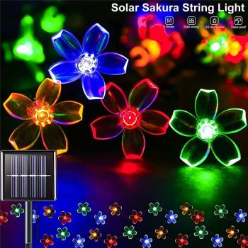 Flower Solar Fairy Lights Sakura Outdoor Waterproof Garden Lights Camping Novelty Courtyard String Lights For Christmas Cafe Garden Backyard Balcony Porch Decoration