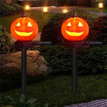 Outdoor Solar Powered Pumpkin Lights Halloween Decorative Pathway Light For Garden Yard Lawn Landscape Holiday Lights 1/2pcs