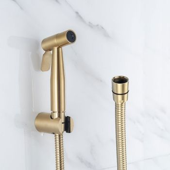 Bidet Toilet Sprayer Set-Handheld Bidet Sprayer Kit-Bathroom Hand Shower for Muslim Self Cleaning-Premium Stainless Steel Baby Cloth Diaper Sprayer Combo in Washroom Gold Hygienic Wash