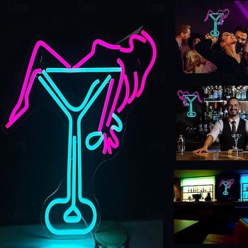 Oktoberfest Cocktail USB Neon LED Sign Light, Luminous Styling Neon Light Beer Bar Club Acrylic Neon Light for Hotel Bar Cafe Birthday Party Teen Room Wall Decoration Light Sign 1PC