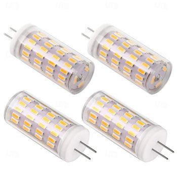 G4 LED Corn Light Bulbs 12V/24V AC/DC, 5W 63LED Dimmable for Crystal Chandeliers, Warm White & White, 4pcs
