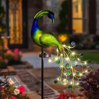 Solar Peacock Lights Outdoor Decoration Light for Garden Patio LED Light Metal Peacock Statues Figurine Lawn Landscape For Yard Path Garden Decoration Home Sculpture Art Lighting 1X
