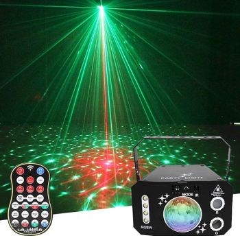 Party Light Indoor Disco Ball Light – Sound Activated DJ LED Stage Lights with Pattern Projection & Remote Control, Perfect Gift for Parties and Events
