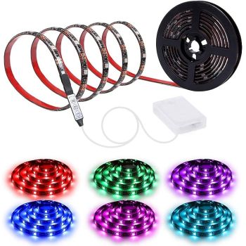 LED Strip Lights 2M Waterproof LED Light Strips RGB Tiktok Lights Strip AA Battery Box MINI 3key controller Battery Powered Multi Color