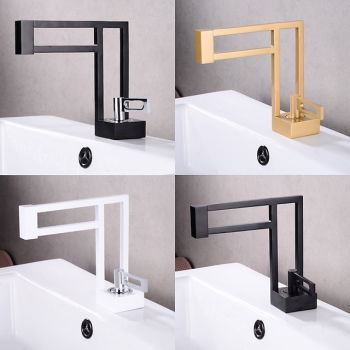 Bathroom Sink Faucet,Brass Modern Style Centerset Single Handle One Hole Bath Taps with Hot and Cold Switch