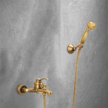 Shower Faucet,Antique Brass Shower Faucet Set,Wall Mounted Rainfall Single Handle Two Holes Shower Mixer Taps with Hot and Cold Switch Foundation of a Perfect Shower