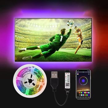 TV LED Backlight Strip Light Waterproof USB RGB 5M 16.4ft with APP Bluetooth, Pool Light Strip16 Million Color Changing SMD 5050 for TV PC Monitor Gaming Room 5V