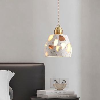 Small Chandelier in Retro Creative Terrazzo, Natural Marble Structure Lighting Fixtures for Interior Decorations, Countertop Ceiling Light