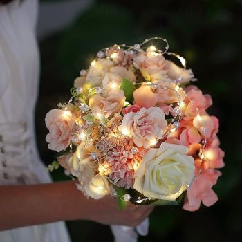 Valentine's Day Simulation Pearl Wire Copper String Lights 5m 50LED Battery Powered Fairy Lights Christmas Wedding Birthday Party Flowers Family Garland Holiday Decorations