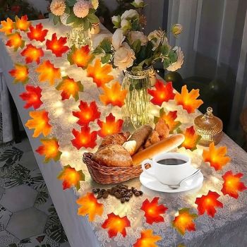 Thanksgiving Maple Leaf LED String Lights 10/20/40LED Battery Powered Home Wedding Party Garden Balcony Fence Porch Decoration