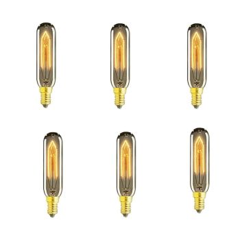 6pcs 40W Edison Vintage Incandescent Light Bulb E14 T10 Dimmable Decorative Antique Filament Lamp Bulb for Indoor Wall Hanging Ceiling Light Fixtures Amber Warm 220-240V