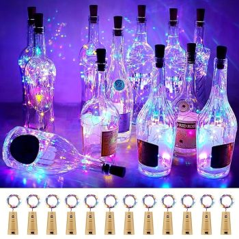 Elegant Wedding Reception Party 1/2/6/10pcs Wine Bottle String Lights 2m 20LEDs with Cork Warm White White Multi Color Red Blue Waterproof Christmas Wedding Decoration Batteries Powered