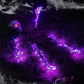 Halloween Lighted Skeleton Lamp Courtyard Garden Decoration Props LED Luminous Ghost Hand Skeleton Hand Ground Inserted Lamp Holiday Atmosphere Decoration Props US 110V  1PC