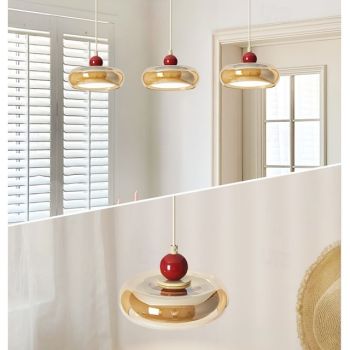 Modern Cream Style Disk Lamp Modern Metal Restaurant Art Pendant Lamp Simple Metal Restaurant Art Pendant Lamp Bedroom Studio Decoration Ceiling Pendant Lamp Dimmable Lighting Fixture