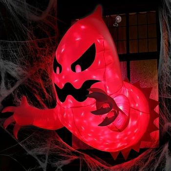 Halloween Inflatables Decorations Outdoor Lighted Ghost Broke Out From Window With Rotating Fire Flame Lights Blow Up Scary Halloween Decorations Party Outside Indoor Yard Garden Lawn Decor