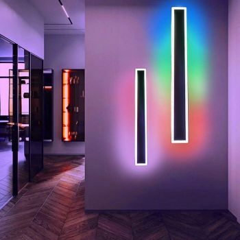 RGB Colorful Dimming Wall Light LED WS2811 IC Wall Lamp with RF Remote Control 15W Acrylic Aluminum Sconce for Living Room Bedroom Hallway Background Decor