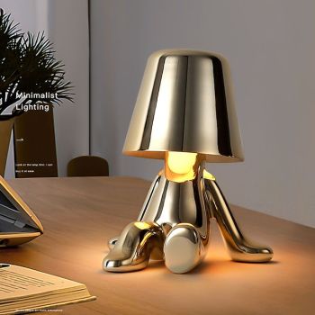 Touch LED Table Lamp, Modern Thinker Decorative Lamp LED Rechargeable Desk Lamp,Golden Little Man USB Desk Lamp, Night Light for Bedroom, Study, Living Room, Bedside Table, Bar, Restaurant