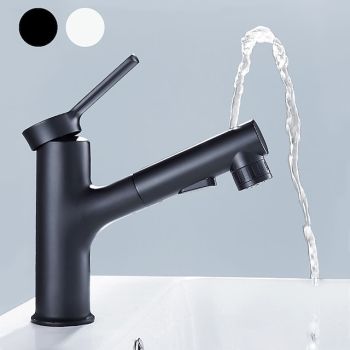 Bathroom Sink Faucet - Pull out / Pullout Spray Electroplated / Painted Finishes Centerset Single Handle Two HolesBath Taps / Brass ultimate flexibility