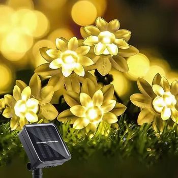 20/30/50 Lights Solar Double Layer Lotus Petal String Lights 8 Lighting Modes Decorative Lights For Outdoor Garden Hedge Yard Christmas Tree Lawn Party (Colorful/Warm White) 1pc
