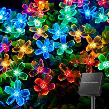 1 Pc Outdoor Solar Cherry Blossom Light String Camping Tent Courtyard Garden Tree Fence Decorative Light Wedding Festival Indoor And Outdoor Decorative Light String