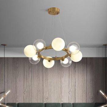 Chandelier Pendant Lighting Gold Copper with Glass Globes Classic Vintage Sputnik Ceiling Light Fixture for Kitchen Living Room Dining Room Bedroom Farmhouse