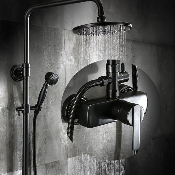 Shower Faucet,Shower System Set Antique Oil-rubbed Bronze Ceramic Valve Bath Shower Mixer Taps/Brass/Single Handle Three Holes Foundation of a Perfect Shower