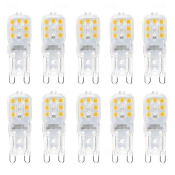 10pcs Dimmable Super Bright G9 LED Light Bulb 3W 220V 2835 Lamp Cold White/Warm White Constant Power Light LED Lighting G9 Bulbs
