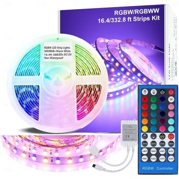Waterproof RGBWW LED Light Strip 5050 LED, 16.4FT/33FT Flexible LED Tape Light with WIFI APP Control, RGBW Lights for Bedroom, Christmas & Party Decor