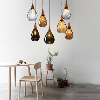 1-Light 30cm Solid Wood Glass Pendant Light LED Sleek Single Design Island Lights Modern Style Restaurant Shops / Cafes Living Room  Lights  220-240V 110-120V