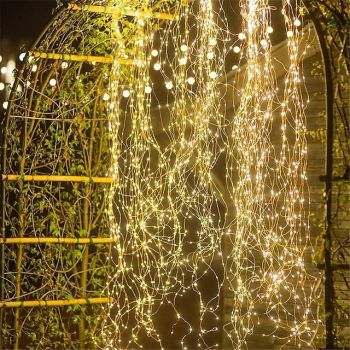 Solar Waterfall Lights – 100LED Outdoor Waterproof Fairy String Lights for Outdoor Garden, Tent, Christmas & Holiday Party Decor