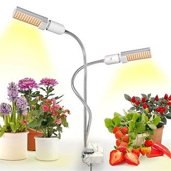 Grow Light for Indoor Plants LED Plant Growing Light LED Plant Grow Light Sunlike Full Spectrum 45W E27 Dual Head Flexible Gooseneck for Greenhouse flower Phyto lamp