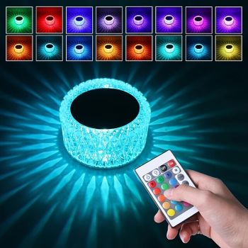 Bird's Nest Crystal Table Lamp Night Light Ambient Light 16 Color RGB Dimmable Touch Remote Control Light 1200mAh Rechargeable Decor Desk Lamp Acrylic Modern Style Romantic Bedside Lamp