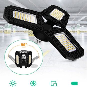 2pcs Garage Light E27 LED Lamp Adjustable Deformable Fan Blades Garage Ceiling Lamp Warage Warehouse Workshop Lights