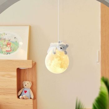 LED Pendant Lights Creative Little Bear 3 Light Color 15 cm Bedroom Bedside Modern Children's Room Chandelier Home Decoration Hanging Lamp Fixture Island Design Resin Painted Finishes 85-265V