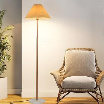 Simple Wood Modern Nordic Solid Wood Apartment House Indoor Floor Lamp Fabric Shade E27 Bedside Lamp Wood Dark Wood