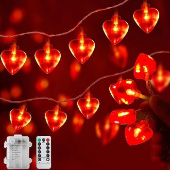 Valentine Lights Heart Shape 3m String Lights 20leds with Remote Controller Romantic Fairy Garland Lamp for Wedding Holiday Party Indoor Outdoor Decor