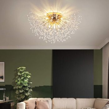 50/60/70cm LED Ceiling Light 5 6 8 Heads Unique Globe Dandelion Design  Chandelier Nordic  Artistic Style Fireworks Crystal Lamp Living Room Dining Room Bedroom  Bar Lamp