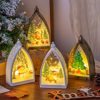 1 Pc 16.2 * 9.4CM Christmas Retro Handheld Night Light LED Electronic Candle Light Desktop Decoration Pendant Light LR1130 * 3 Battery