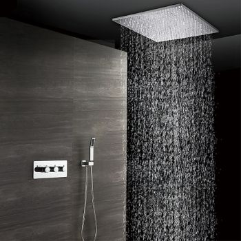 580*500 Chrome Shower Faucets Sets Complete with Stainless Steel Shower Head and Solid Brass Handshower Ceiling Mounted Rainfall Shower Head System Contain Shower Faucet Rough-in Valve Body and Trim Foundation of a Perfect Shower