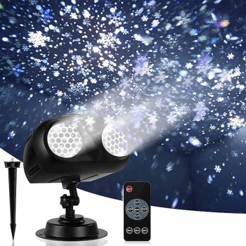 Christmas Snowfall Projector Lights Highlight Dynamic LED Snow Light Projection IP65 Waterproof Snowfall Spotlight Lighting for Xmas Holiday Wedding Party Home Garden Landscape with Remote Control